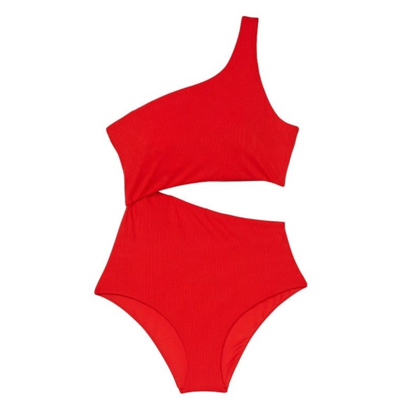 Victoria’s Secret VS Cutout 1 Piece Swimsuit Swim One Shoulder High Waist Ribbed - Picture 3 of 9